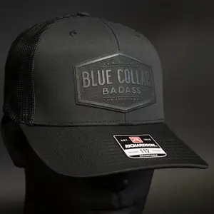 Blue Collar BadA$$ Trucker Hat 112 Snap Back with American Flag Key Tag