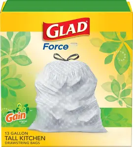 Glad ForceFlex Tall Kitchen Trash Bags 13 Gallon Gain Original 110 Count Drawstring Leak Protection Odor Shield Technology