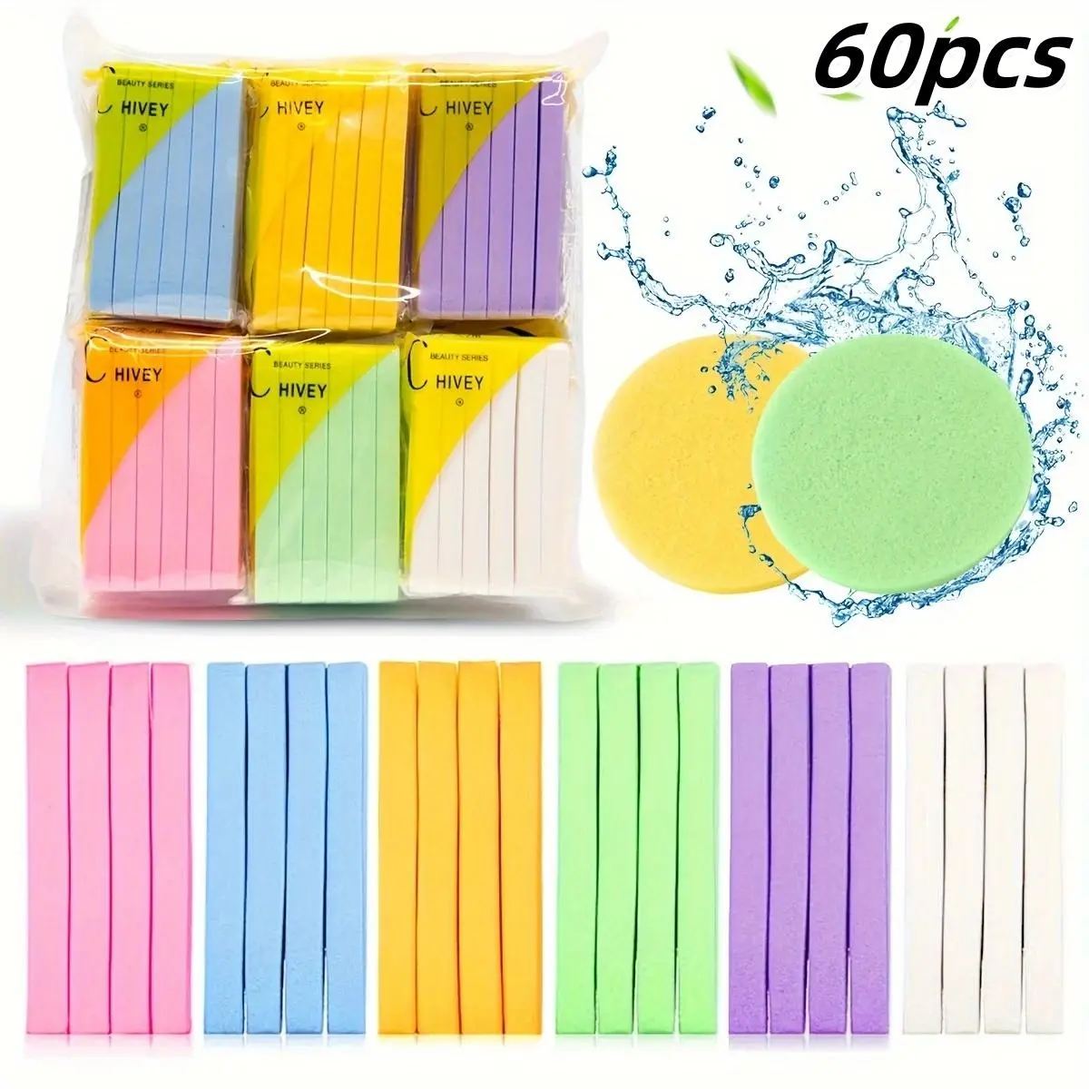 Professional Compressed PVA Facial Sponges for Beauticians - Unscented Round, Soft Durable Multi-Pack, Exfoliating Cleanser, Makeup Remover Tool, Compressed Facial Sponges