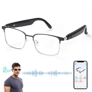 AI Interpretation Smart Glasses for Men & Women Anti-Blue Light Photochromic Lenses IP65 Waterproof Voice Assistant Hands-Free Calls Music Bluetooth Glasses for Work Driving Sports - Wearable