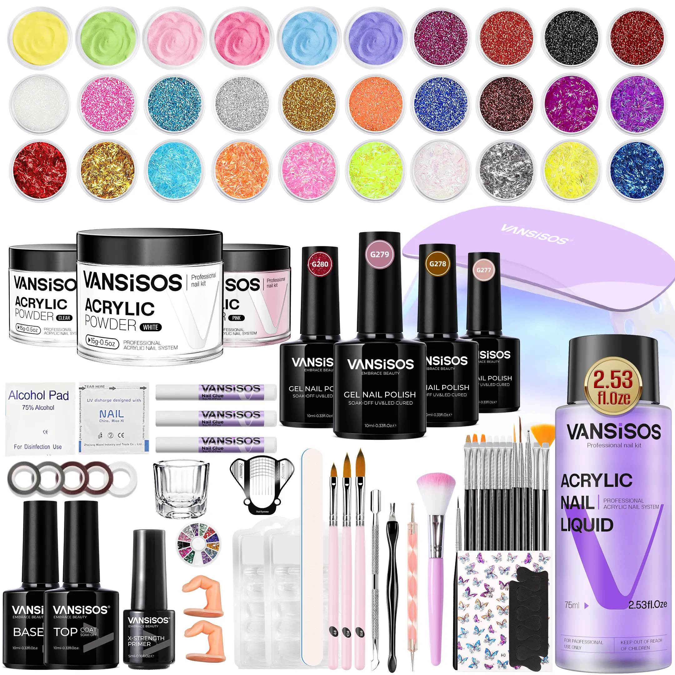 Vansisos Glitter Multi-Color Kit-Without drill bit