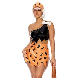Women's 5 Piece Patent BAM! Bedrock Baddie Costume