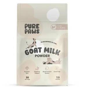 Pure Paws Goat Milk Powder for Dogs, Puppies, Cats, and Kittens - Single Ingredient Pet Supplement, Holistic Health, Sensitive Stomach, Food Topper for Picky Eaters 7.5 oz