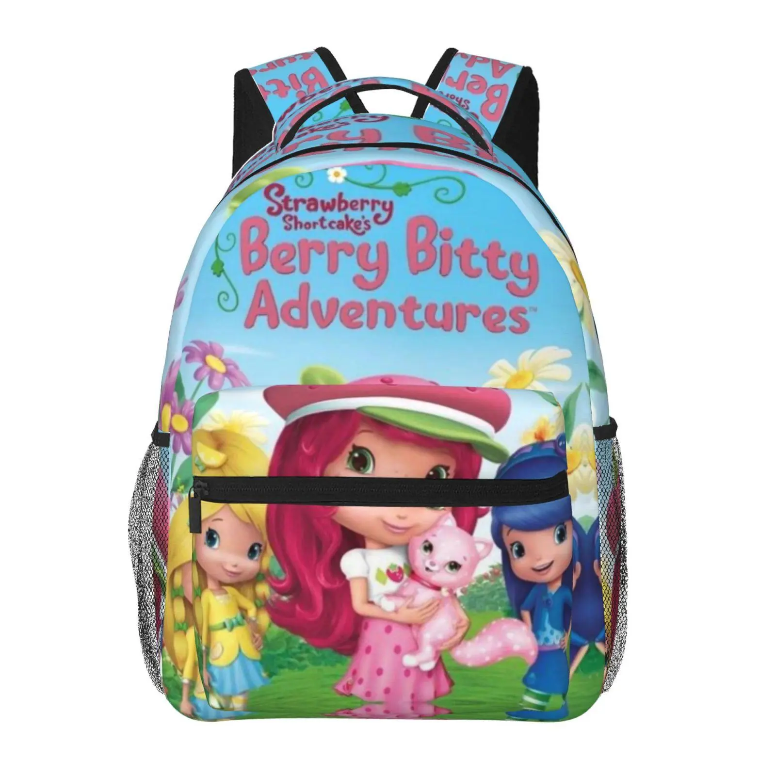 Back to School Strawberry Shortcake Backpacks for School 2026/2027, Large Capacity Cartoon Print Strawberry Shortcake Laptop Daypack for Campus and Daily Commuting, Lightweight Portable Strawberry Shortcake Bookbag, Gift for Kids, Teens, and Students