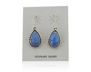 Navajo Earrings 925 Silver Blue Denim Lapis Artist Signed First Eagle C.80's