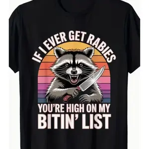 Funny Raccoon Vintage Graphic Tee, 100% Cotton Oversized Comfort Outfit, Cute Raccoon Lover Fashion Shirt, Perfect Valentine's Day Gift For Him Her Family Friends