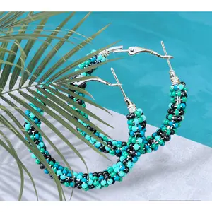Authentic Beaded Wire Wrapped Hoop Earrings