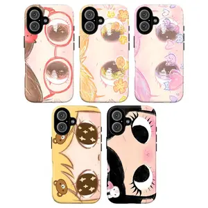 Dreamy INS Glittering Big Eyes Comic Girl Lovely Phone Case, Cute Kawaii Big Eye Anime Phone Cover Compatible with iPhone X, 11, 12, 13, 14, 15, 16, 17 Plus Pro Promax & SS Galaxy S21-25 Series
