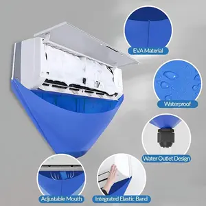 Blue Air Coditioning Cleaning Bag Air Coditioning Cleaning Cover Cleaning Cover Bag Air Coditioning Cleaning Tool Air Coditionin Integrated Elastic Band Waterproof
