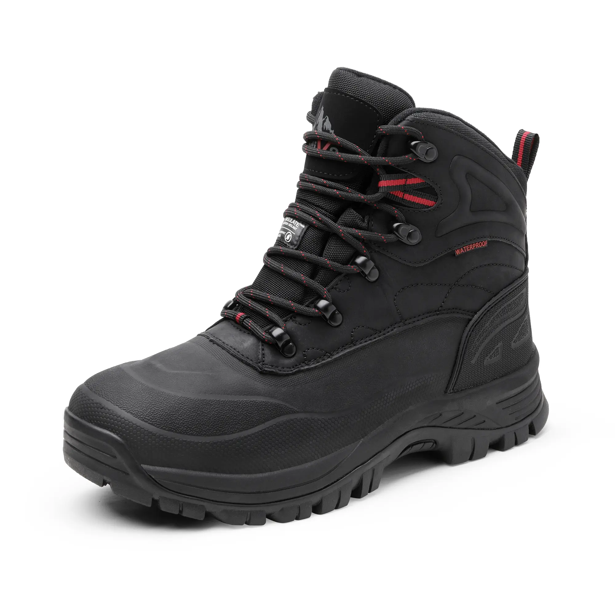 NORTIV 8 Men's Snow Boots, Waterproof Leather Ankle Footwear for Winter Hiking with Slip-Resistant Rubber Sole and Soft Lining, Footwear Boot, Waterproof Ankle Boot