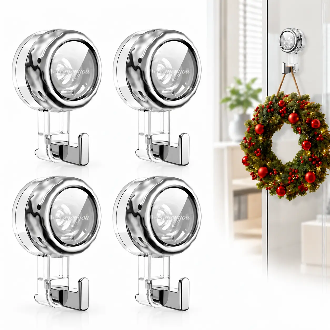 Nicespce Multifunctional Magic Suction Hooks & Rails, Traceless Hooks-No Nails No Holes No Tool/Drill Required, 360° Rotatable & Reusable, Cloth Hanger Hooks, Bathroom Hook, Easy to Remove Waterproof Suitable for Glass/Tile Bathroom & Household Essentials