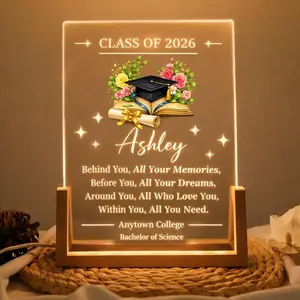 Custom Graduation Night Light, Class of 2026 Personalized Acrylic Plaque Grad, Gift for Her Senior 2026 LED Lamp Decor, Gift for Master's Degree, Gift for Friends