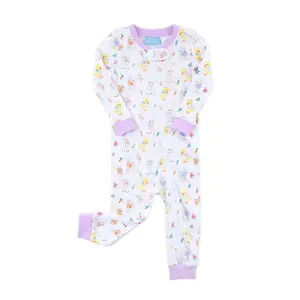 Bunny & Friends Purple Zip Sleeper - Sweet Easter Pajamas for Baby Girls