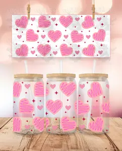 Valentine's Day - Pink Doodle Hearts UVDTF Wrap