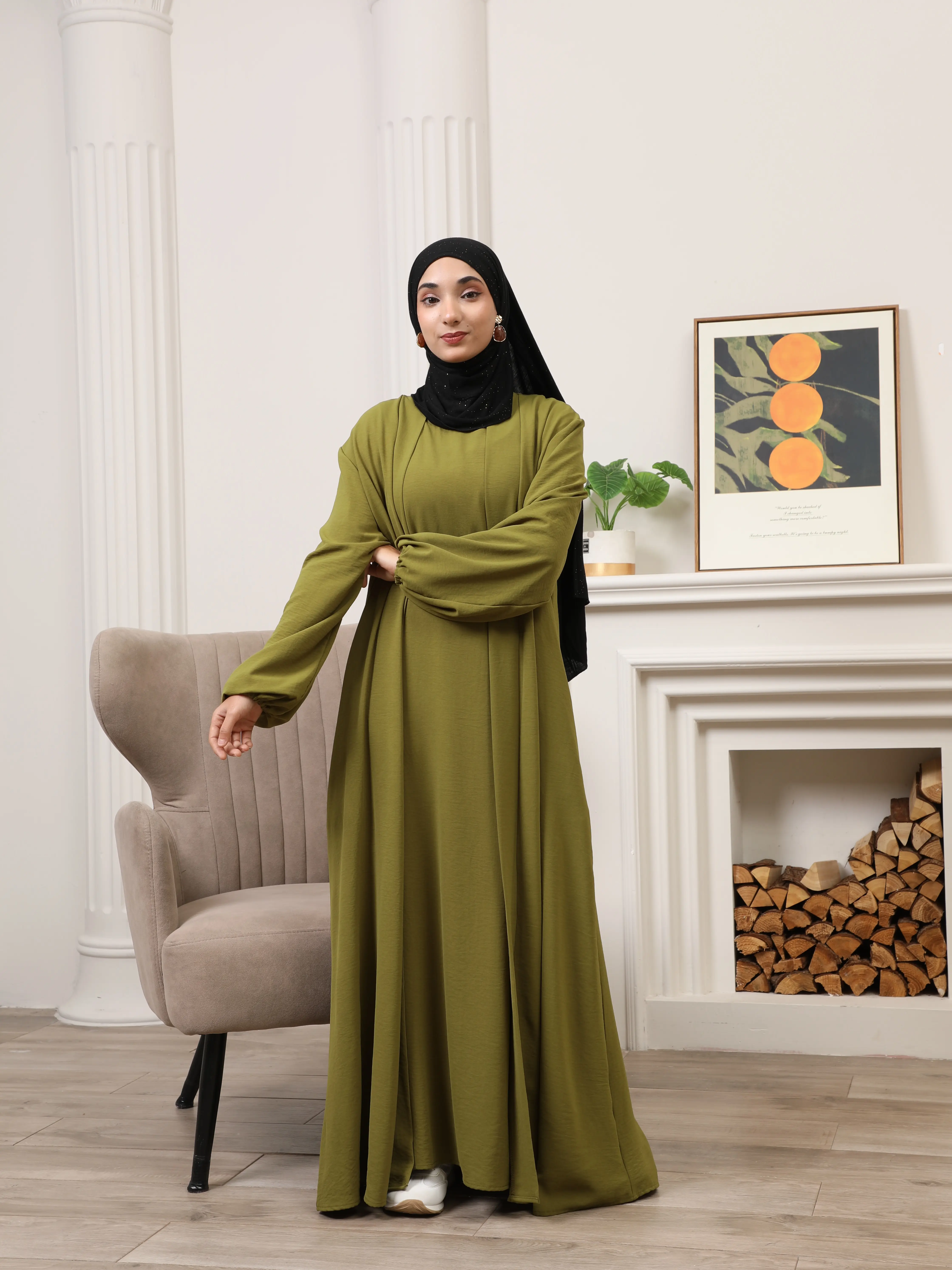 3-Piece Modest Abaya Set with Inner Dress, Outer Layer & Waist Belt   Elegant Everyday Wear (NCA010) - TikTok Shop