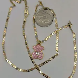 BEAR fashion necklace gold-plated three colors beautiful style 24"inches pink bear