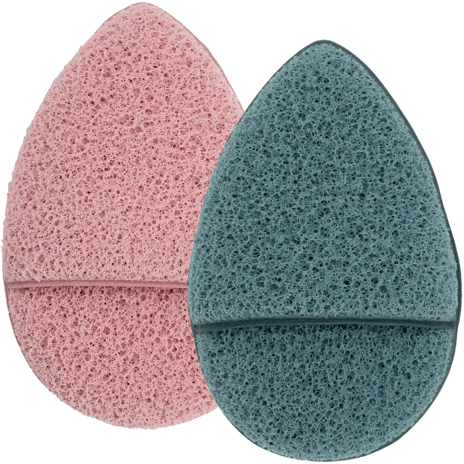 2-Pack Gentle Face Scrubber Cleanser - Reusable Foam Facial Sponges, Cosmetic Makeup Remover Tool, Exfoliating Pads (Blue & Pink, 2.6in x 3.9in)