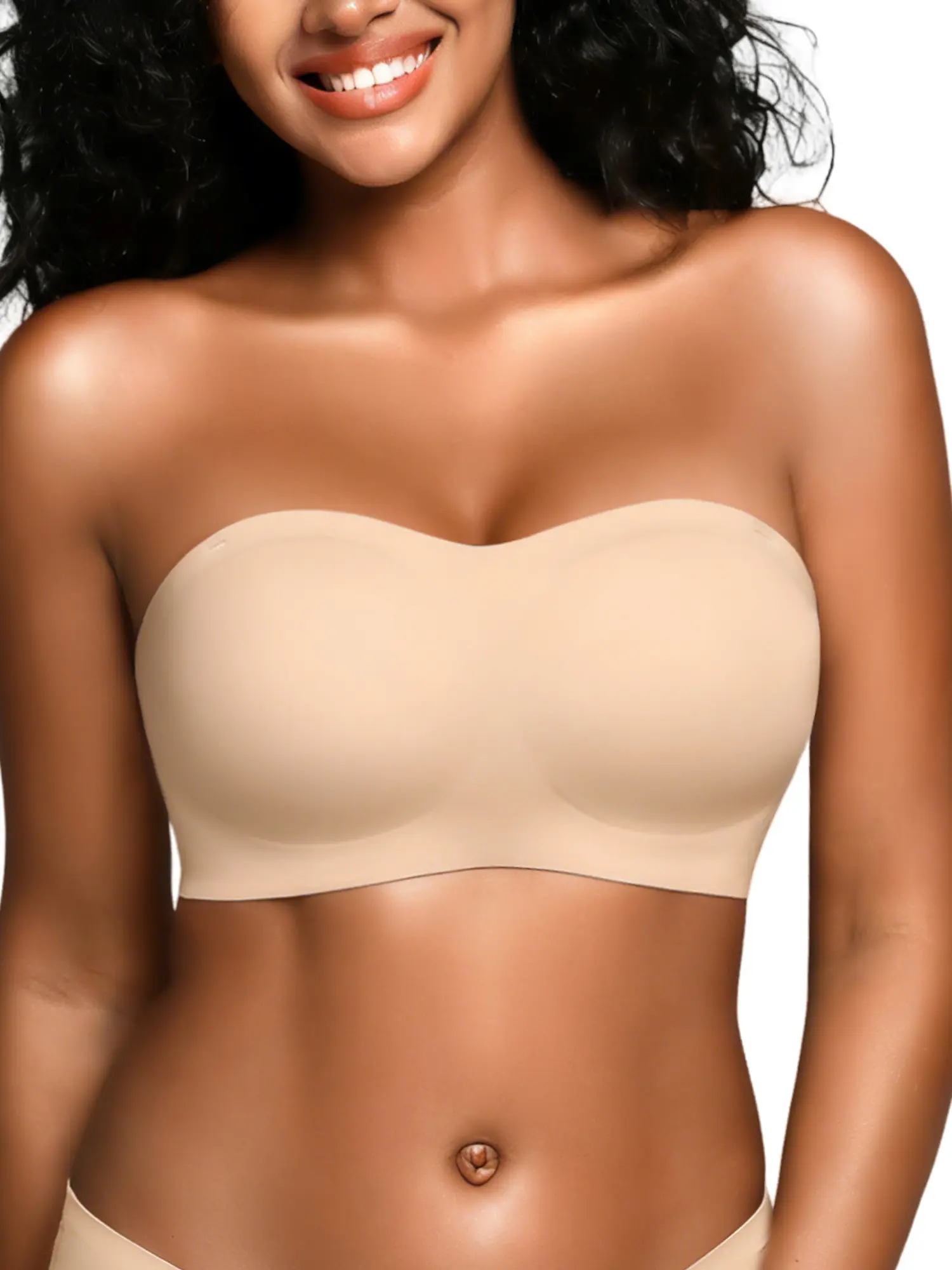 Deangelmon Strapless Bras for Women - S-2XL Wireless Seamless Bandeau, Soft Padded Bralette, Comfortable Tube Top Bra (A-D Cup), Fit, Grid, Adjustable, Birthday