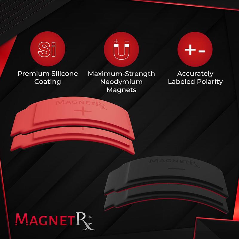 MagnetRX Biomagnetic Therapy Arc Magnets — Neodymium & Silicone (4 Curved Magnets)