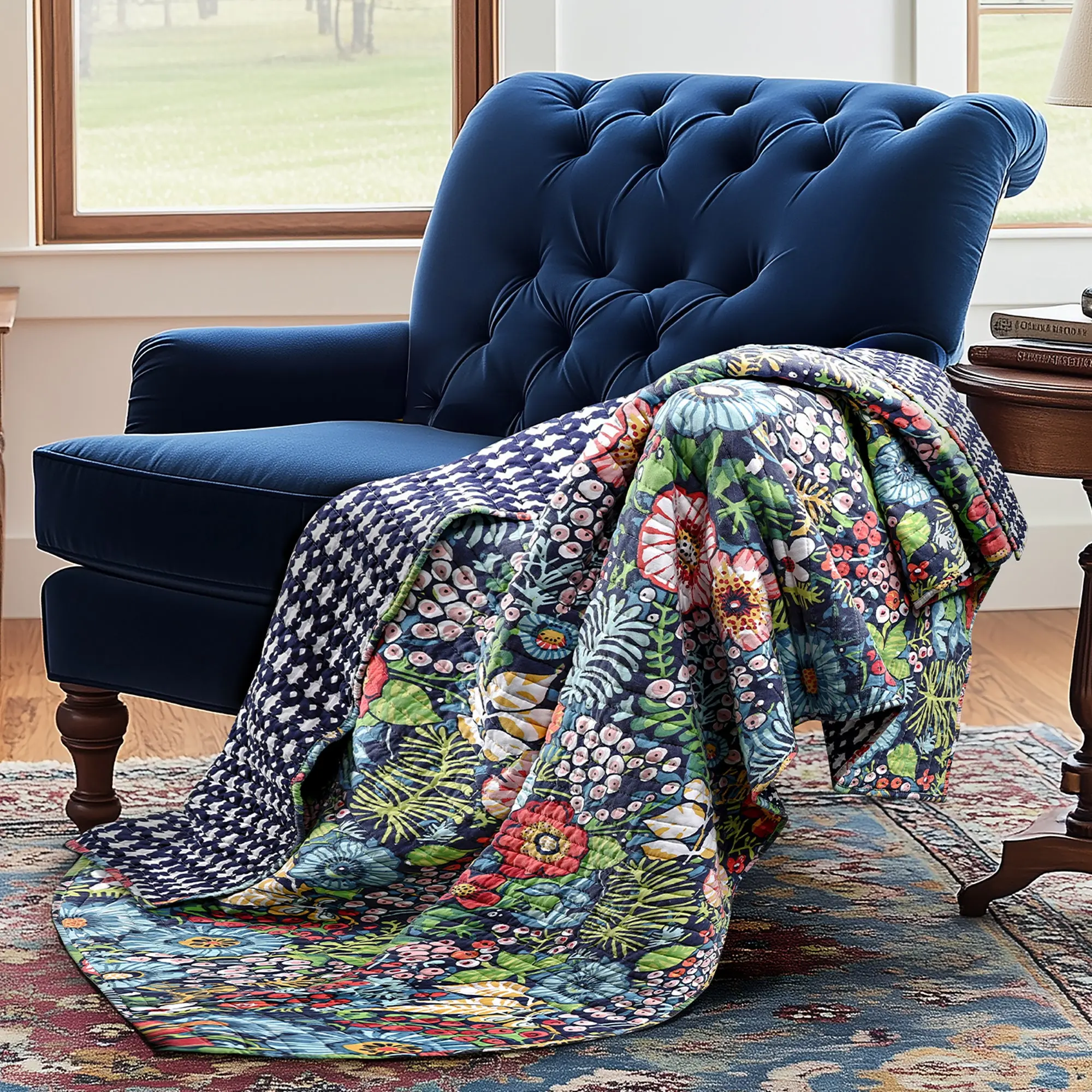 Night Garden Quilted Throw