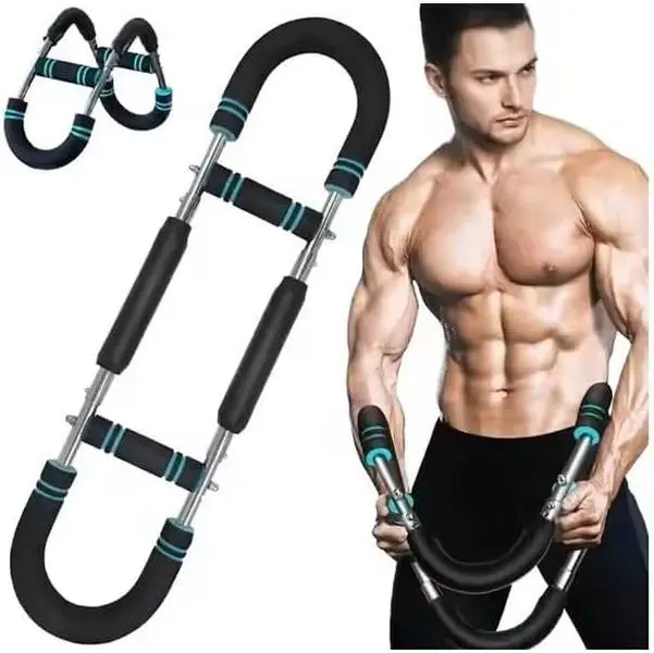 U-Shaped Adjustable Power Twister Forearm Strength Trainer - 60-100lb Detachable Unisex Upperbody Workout Gear, Compact At Home Gym Equipment, Portable Strength Training Tool, Father's Day Gift