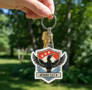 Minnesota State Bird Keychain, Loon Emblem Acrylic Bag Charm, Travel Souvenir Gift, minnesota souvenir gift, outdoor lover keychain
