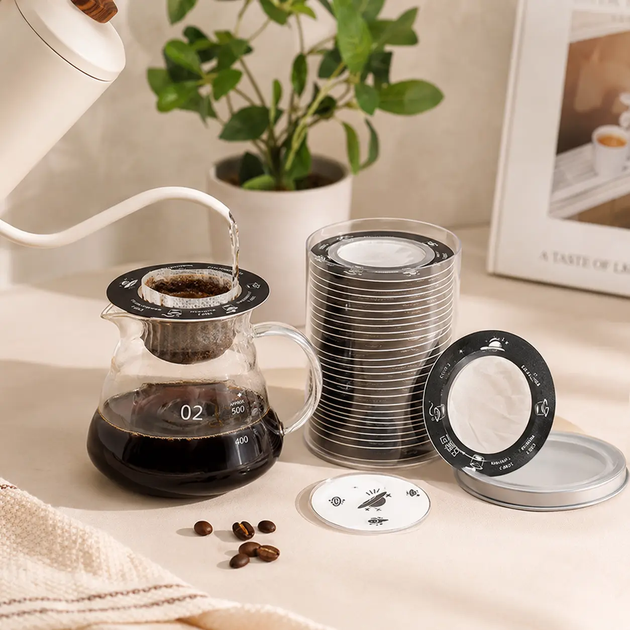 26 pcs UFO Shaped Coffee Filter Paper, Disposable Portable Filters for Pour Over Coffee Brewing for Home and Office Daily Use