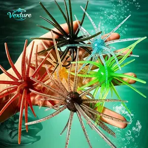 Sea Urchin Soft Fishing Lures Flexible Silicone Squid Swimbaits Saltwater Freshwater Bait Multi-Color Tentacle Lure for Bass Fishing Drop Shot Finesse Slow Sinking