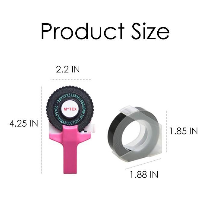 Portable 3D Embossed Label Printer with 2 Free Tape Rolls (9mm x 3m), Refillable, Built-In Cutter for Office & DIY Crafts (Battery Not Included)