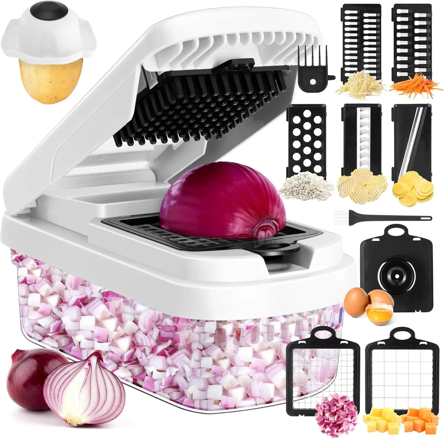 Vegetable Chopper,12-in-1 Multifunctional Food Chopper,Professional ...