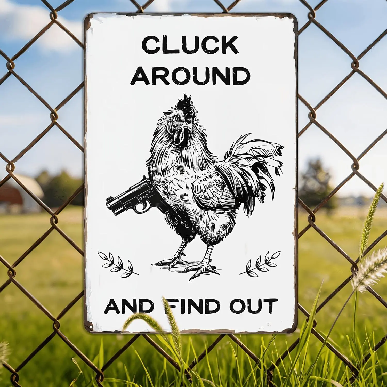 2D Flat 2D Flat 1pc Funny Chicken Gifts Chicken Cluck Around And Find Out Sign for Home Farm Chicken Coop Farmhouse Kitchen Garden Decor Outdoor Wall Art Gift Idea 20X30Cm/8X12In Unframed, Halloween/Christmas Decor