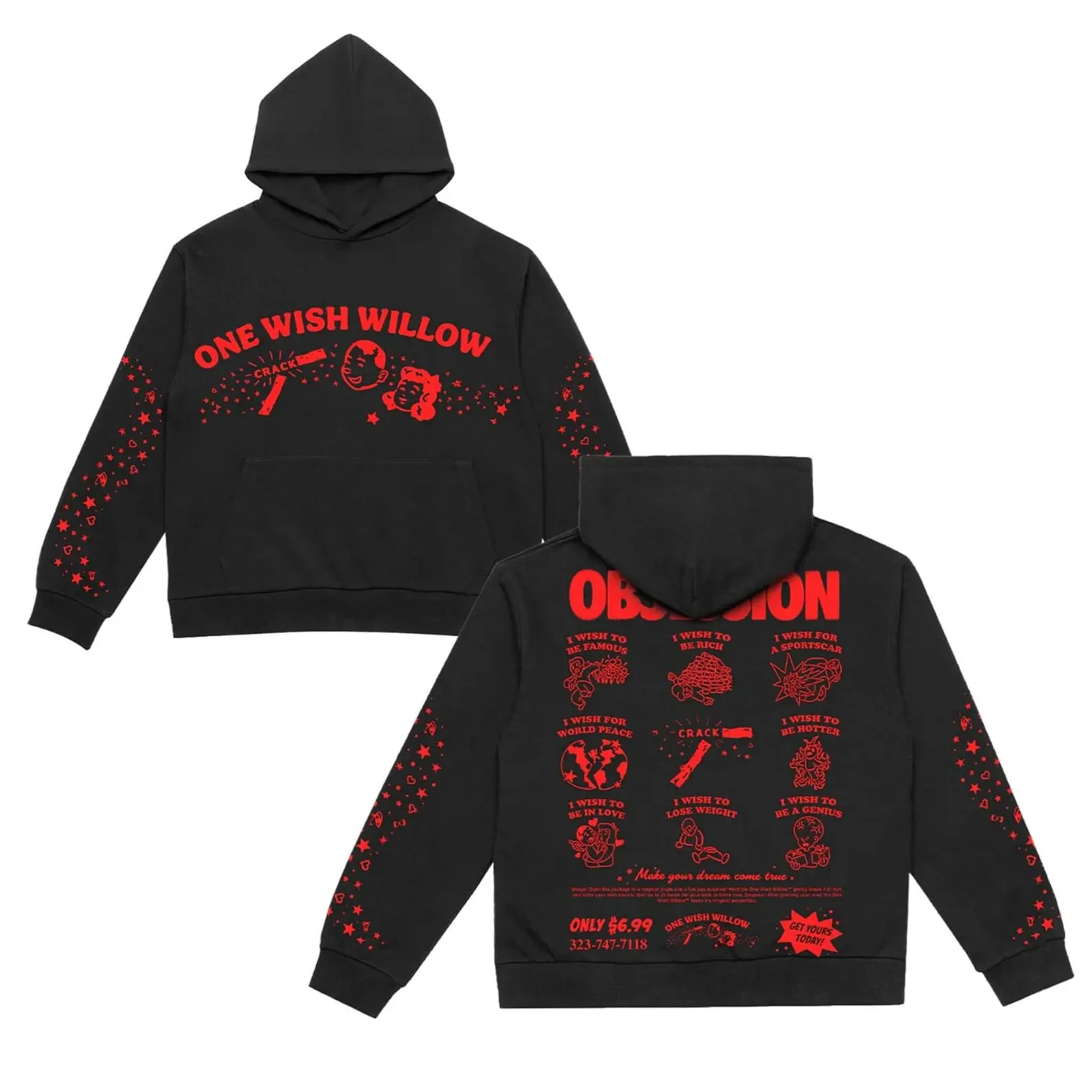Women's 1 Wish Willow Horror Graphic Hoodie - Obsession Thriller Movie Print Tee, Dark Aesthetic Casual Essential Style Pullover Sweatshirt, Ships Fast
