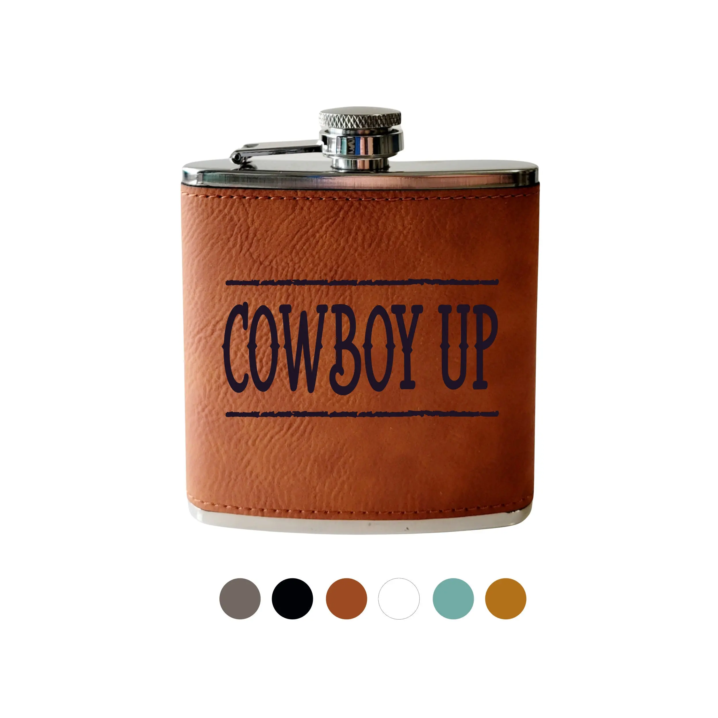 Flask- Cowboy Up Leather Flask. Hip Flask hip flask stainless steel