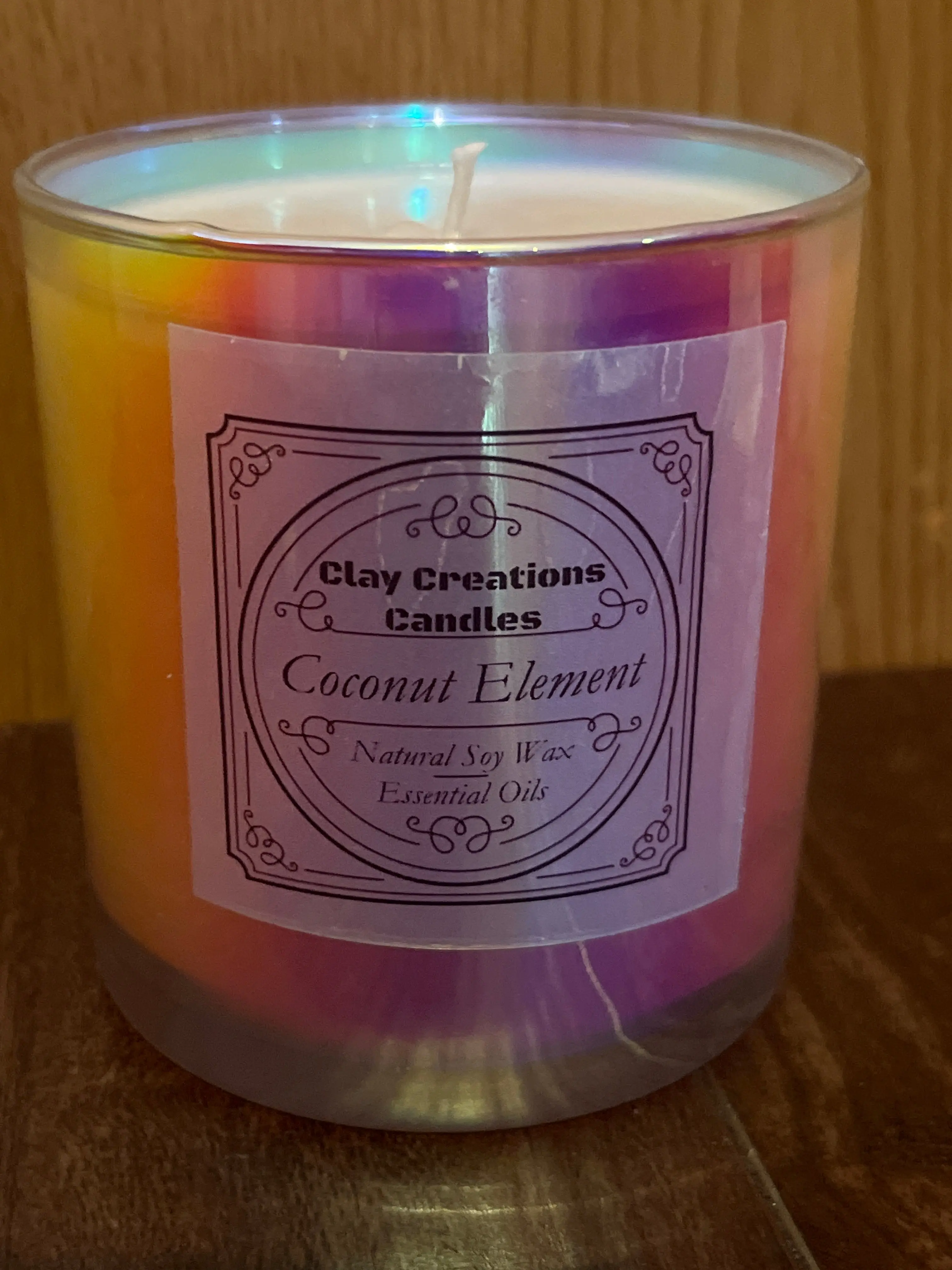 Coconut Element 8oz Soy Candle- Rainbow Jar