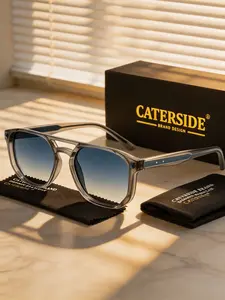 Caterside Square Polarized Sunglasses, Spring Hinge Design, PC Frame, Acetate Temples, Unisex, Outdoor, Travel, Driving, Beach, Fashion, Photography