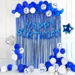 Tassel + Balloon Party Decoration Set, Rain Curtain Star Heart Aluminum Foil Balloons, Perfect for Birthday Party Decorations Graduation Wedding Holiday Decor