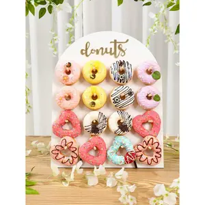 1set 26*35cm/32*40cm Arched White Wooden Donut Stand, Dessert Holder, Party Donut Cake Holder Board Donut Wall Donut Display Board, Wedding Birthday Babe Shower Party Dining Room Table Decorations, Friend Gatherings Kitchen Cooking Stand, Party Decoration