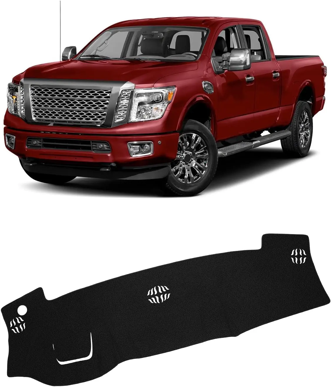 KUST Dashboard Cover for Nissan Titan 2016-2024, Heat-Insulated Mesh Fabric Anti-Slip Pad for Car Dashboard, No-Glare Sunshade Car Interior Vehicle Accessory