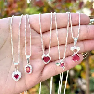 Cute Pendant in Silver 925 Pendant + Chain 18 Inches Real Silver 925 Heart Shaped Necklace