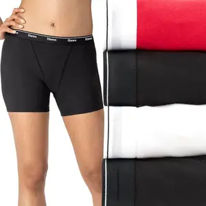 Women's Originals Mid-Thigh Boxer Briefs 4-Pack, Stretch Cotton Fabric Underwear with Comfortable Fit