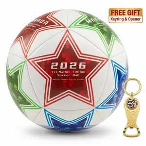 High-Durability Soccer Ball Size 5 - 2026 North American Tournament Commemorative Football - Tri-Nation Design (USA, Canada, Mexico) for Soccer ball, Professional Football Training Equipment for Youth & Adults, Ideal for Indoor & Outdoor Ball Sports