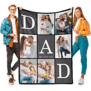 Gifts for Dad Customized Blanket with Photo, Make a Personalized Fathers Day Blankets with Picture to My Dad Custom Memories Souvenir Throw Blanket for Best Daddy Ever