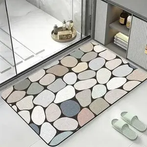 Super Absorbent Quick-Dry Rounded Diatomite Bath Mat - Anti-Slip Soft Bathroom, Kitchen & Indoor Floor Mat, Simple Pattern Design | Durable Diatomite Material (Customizable)