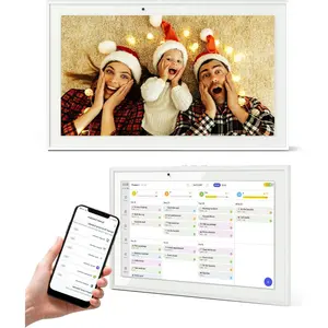 10.1" Digital Calendar Wall Touch Screen No Subscription Wall Mountable/Desk Digital Picture Frame Meal Planner & Chore Chart IPS Smart Electronic Family Organizer (White)