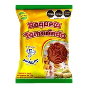Miguelito Raqueta Paletas - Hard Candy Lollipop Currant Flavored with Chili 40 Pieces Bag
