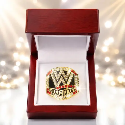 WE ring Vintage Wrestling Style Steel Ring Championship Ring -Solid Steel Band, Heavy-Duty Classic DesignSports Memorabilia Gift Item in Wooden Boxfor Brock Lesnar Wrestling Fans (Birthday Present)