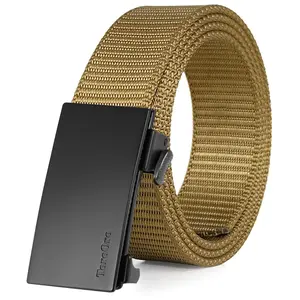 【Spring sales 】Brown 093 Men's Ratchet Web Belt - Micro-Adjust Nylon Auto Buckle - Sleek Invisible Strap 4 Golf&Casual Style - TikTok Shop Trendy