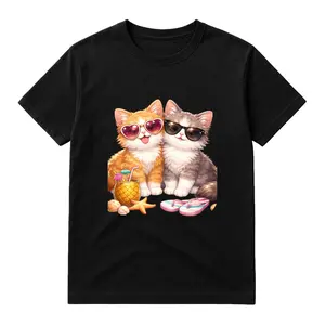 CUTE KITTY WITH SUNGLASSES T-shirt Soft Breathable Cotton Tee with Vivid High Resolution Print for Daily Wear Gifting or Streetwear Style
