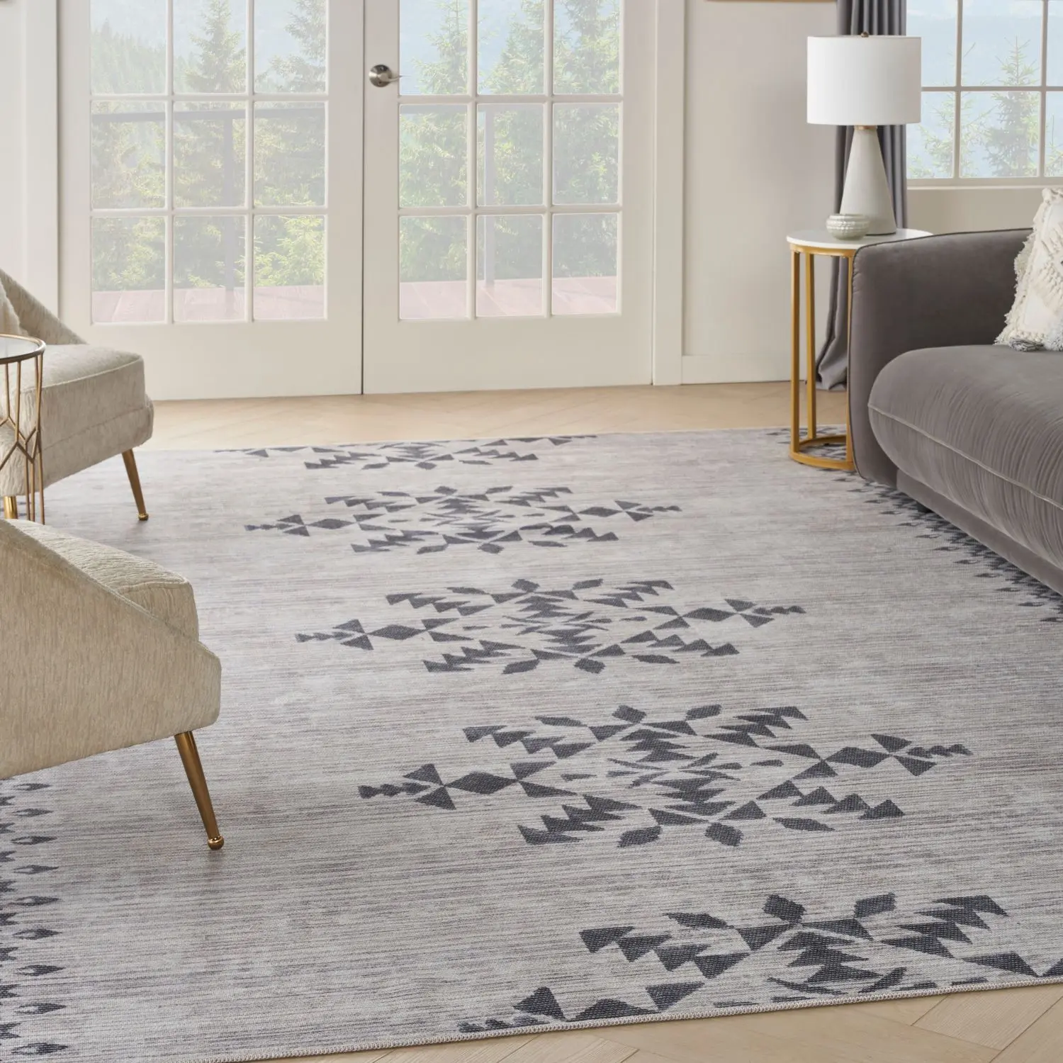 Nourison New Concept Machine Washable Rug - Cozy Decorative Modern Geometric Boho-Style Scandinavian Indoor Area Floor Rug, Cozy Area Rug, Decorative Rug