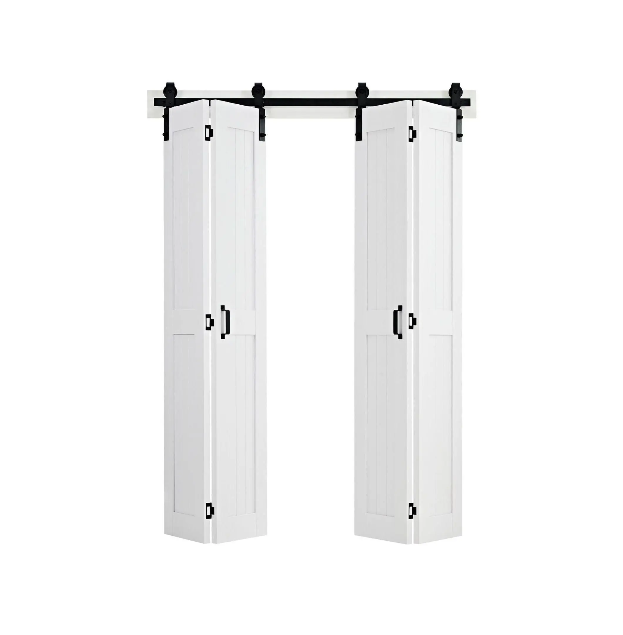 Bifold Barn Door x 84", MDF Bi-Fold Sliding Closet Doors with Hardware, H-Frame, White 48x84 inch